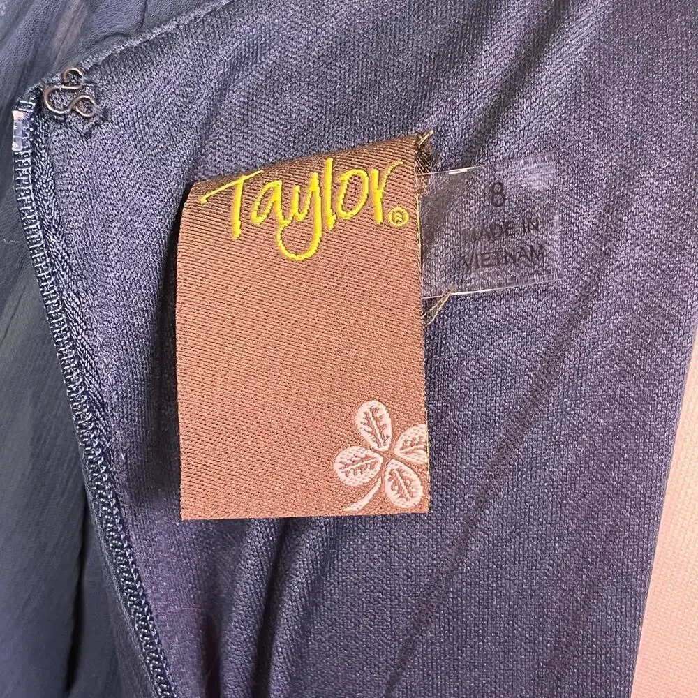 Taylor Navy Chiffon Boho Dress 8 Cottagecore Wedding Guest Romantic Aesthetic - Picture 9 of 9